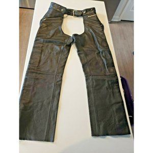 HARLEY DAVIDSON WOMEN'S SZ MED BLACK LEATHER CHAPS PANTS TROUSERS